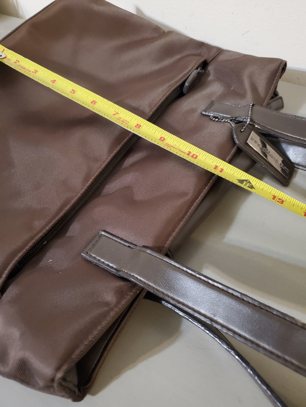 Vintage GH Bass Traveler Tote Bag Olive Green Interior Zip Top Shoulder Straps - Picture 6 of 10